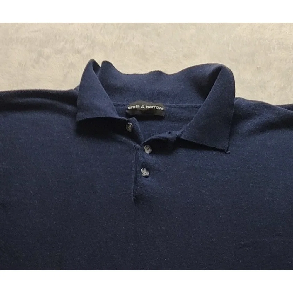 Croft‎ & Barrow Men's Navy Blue Long Sleeve Polo Sweater Knit Top Size XL